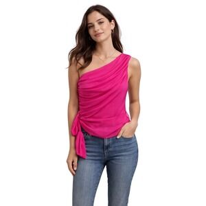 Amanda Uprichard Top Hot Pink One Shoulder Blouse XS Anthropologie‎